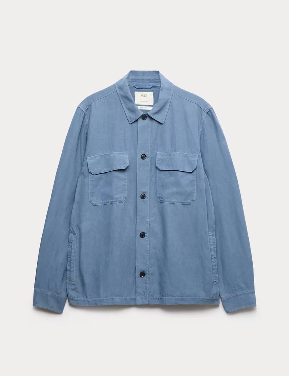 Marks & Spencer M&S Regular Fit Lyocell Blend Overshirt Chambray