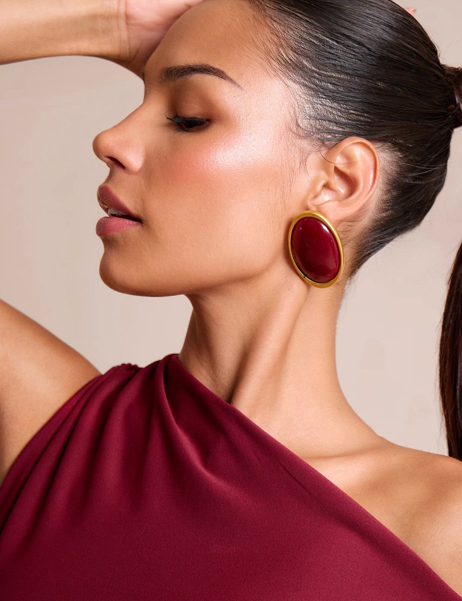 Public Desire Knot Detail Asymmetric One Shoulder Luxe Slinky Top Burgundy - 4
