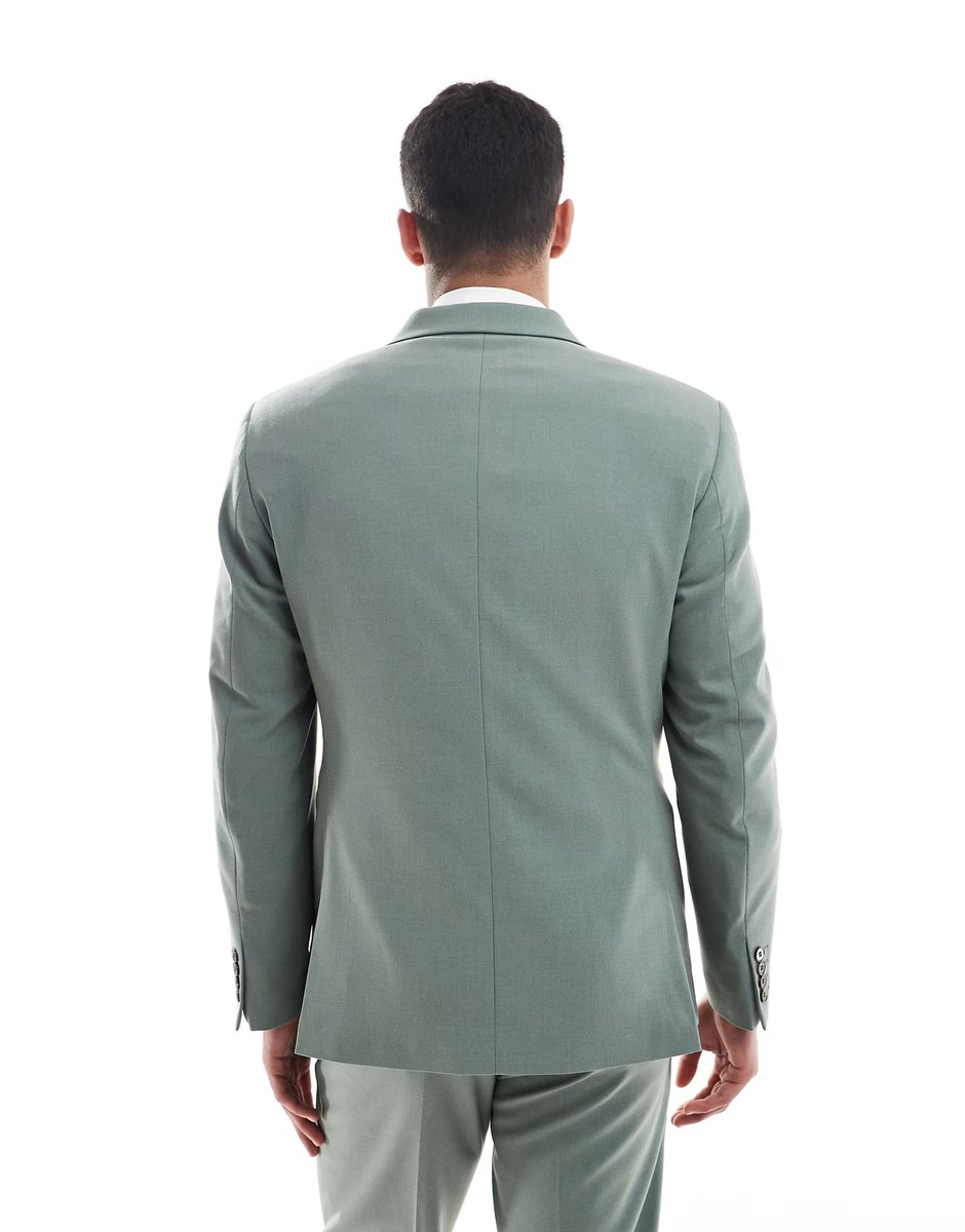 ASOS ASOS DESIGN double breasted slim suit jacket in green - 2