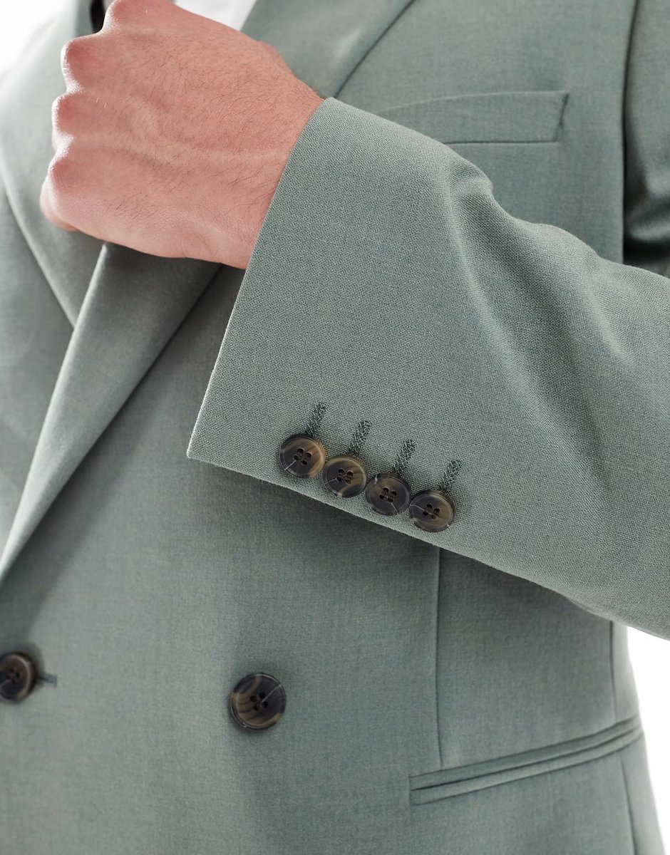 ASOS ASOS DESIGN double breasted slim suit jacket in green - 3