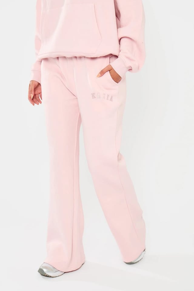 Kaiia Kaiia Logo Wide Leg Joggers Pink Chai - 2