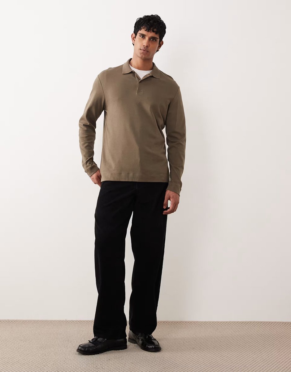 ASOS Mango 100% cotton knitted polo top in khaki - 2