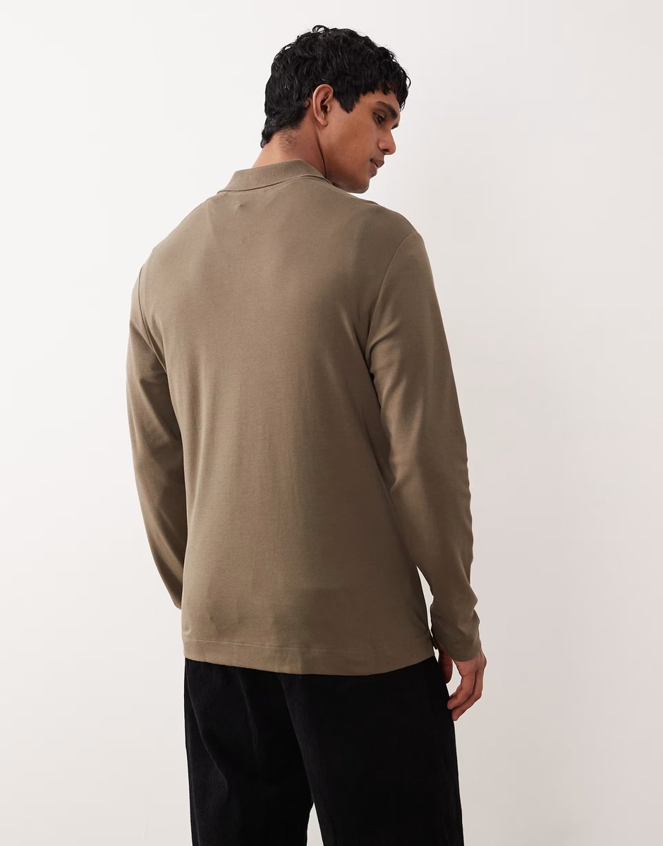 ASOS Mango 100% cotton knitted polo top in khaki - 3