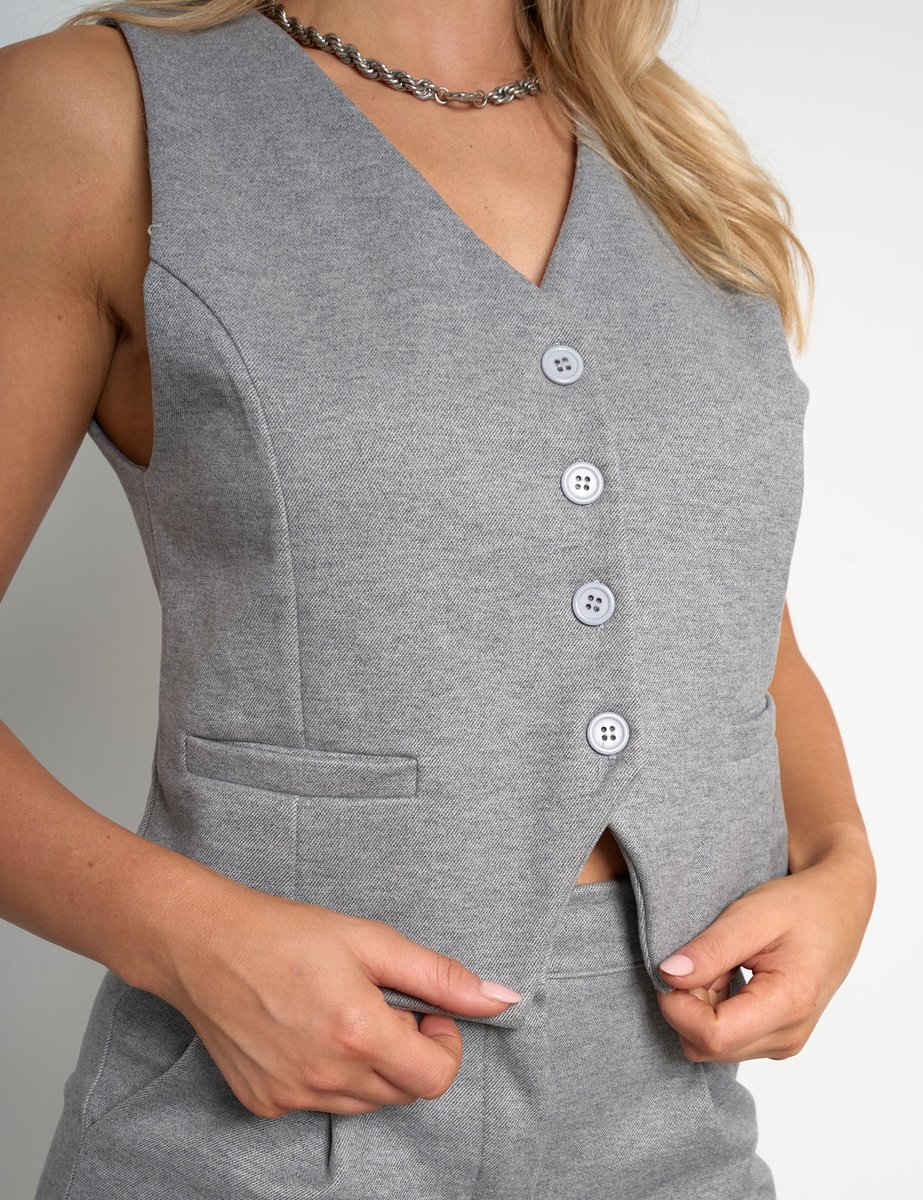 Public Desire Soft Tailored Waistcoat Co Ord Grey - 4