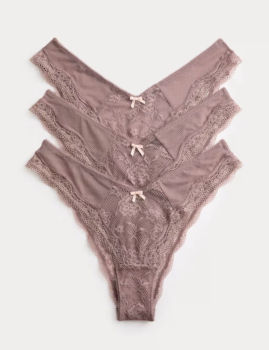 Marks & Spencer M&S 3pk Lace Miami Knickers Praline