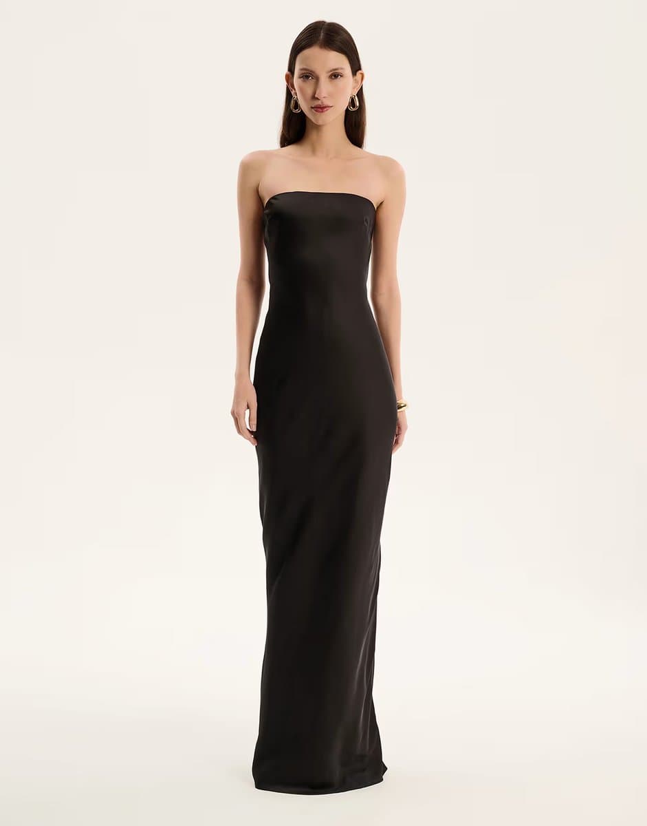 ASOS OMNES Amdra zip-back maxi dress in bandeau black