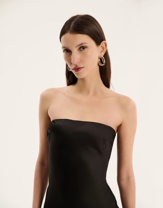 ASOS OMNES Amdra zip-back maxi dress in bandeau black - 2