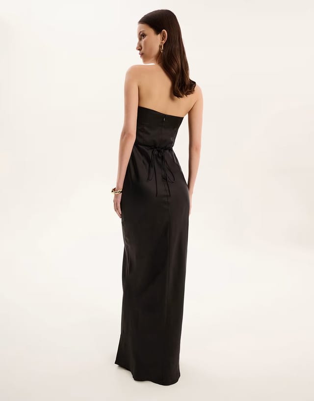 ASOS OMNES Amdra zip-back maxi dress in bandeau black - 3