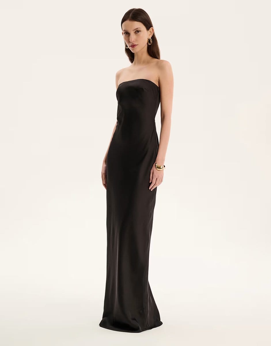 ASOS OMNES Amdra zip-back maxi dress in bandeau black - 4