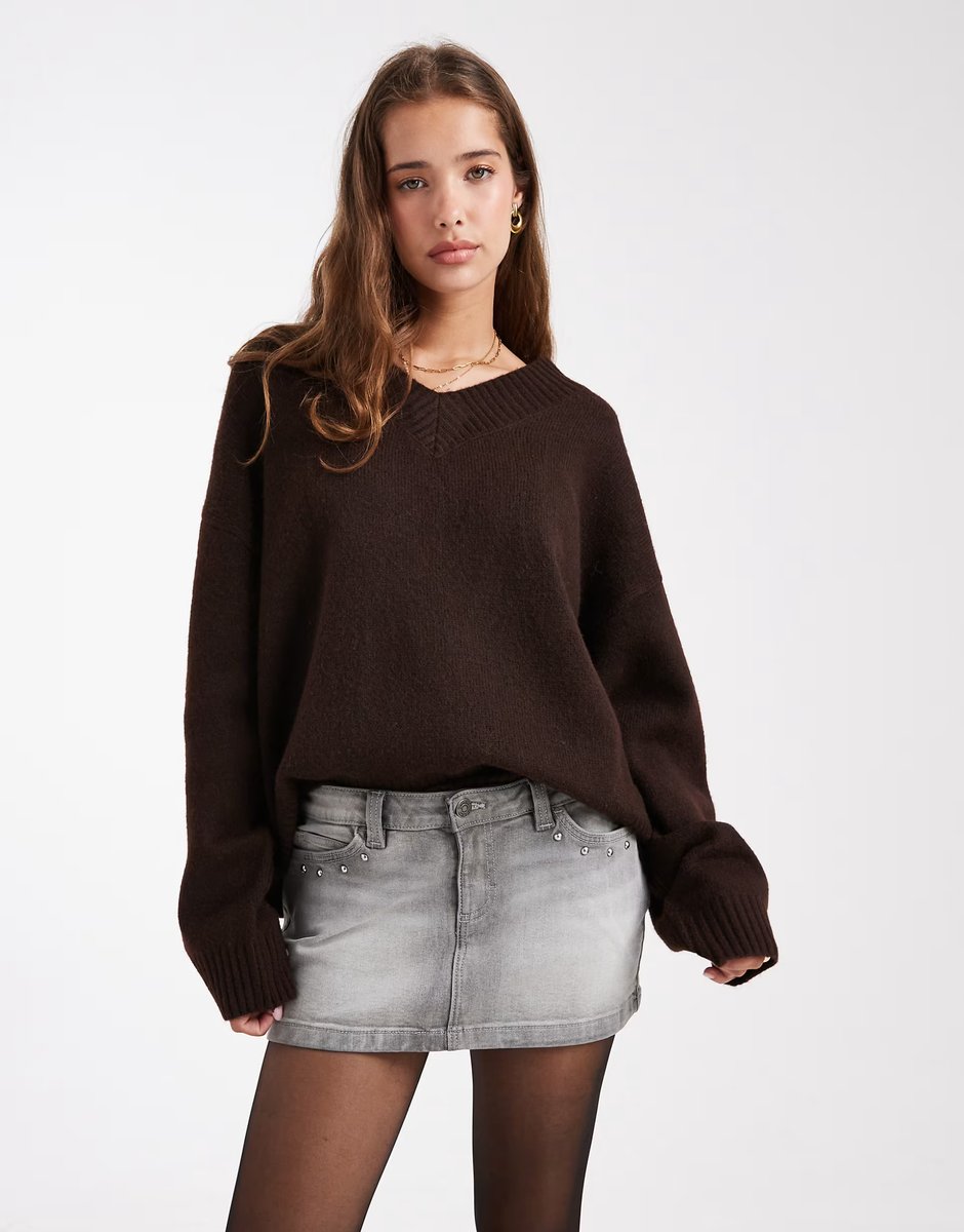 ASOS Cotton On studded denim mini skirt in grey - 2