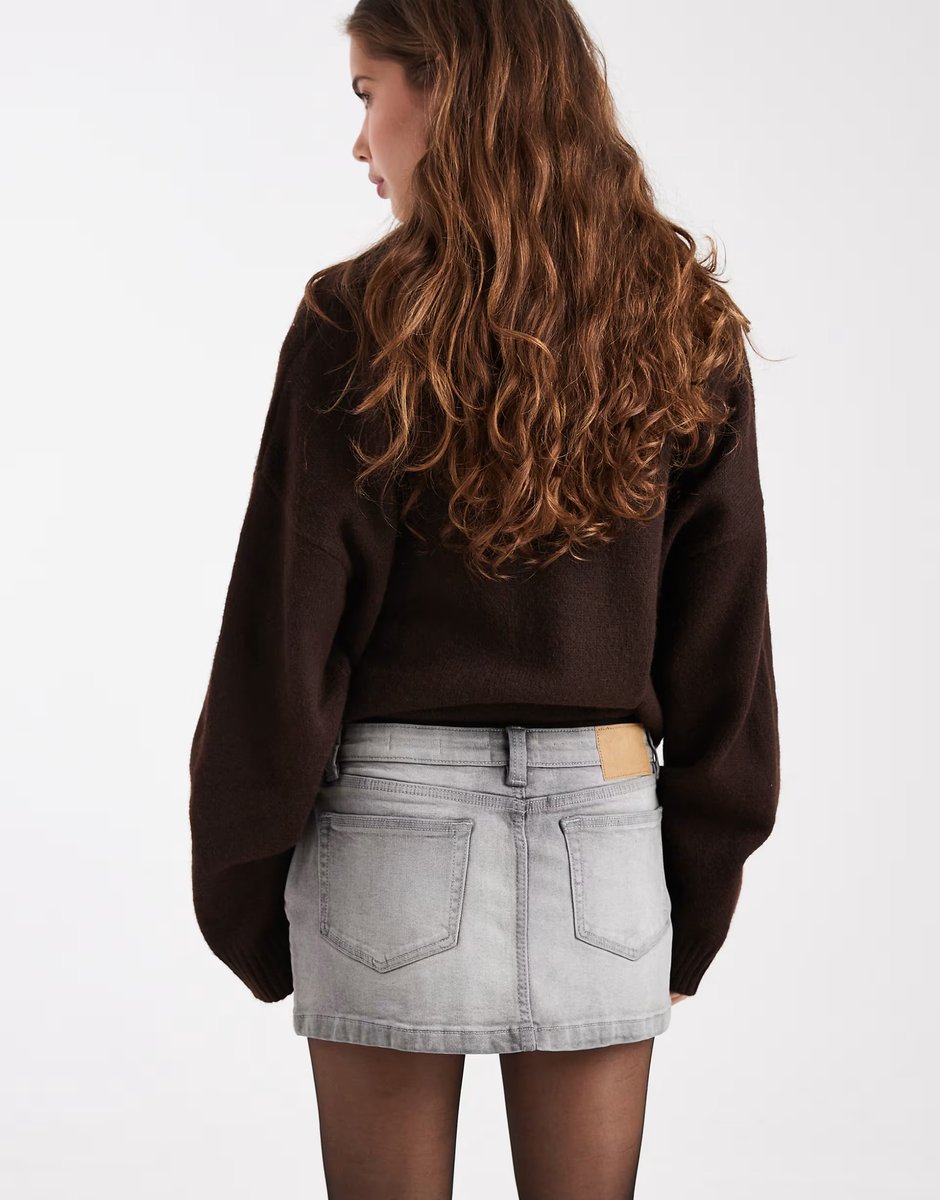 ASOS Cotton On studded denim mini skirt in grey - 3