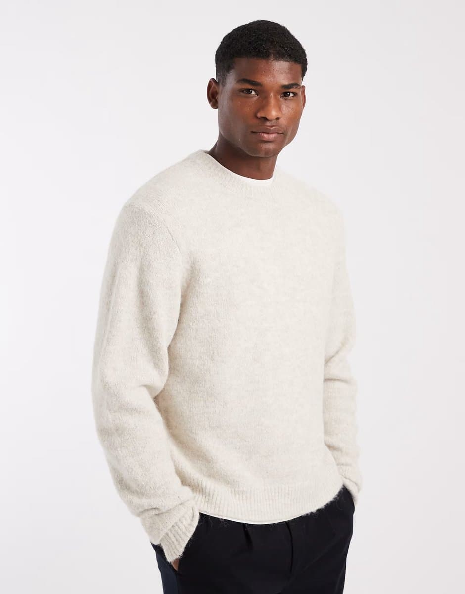 ASOS ONLY & SONS boxy fit crew neck knit in beige