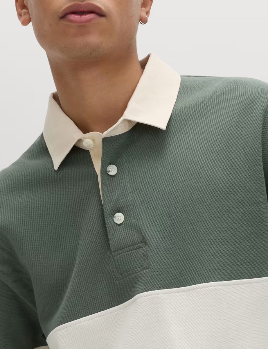 Marks & Spencer M&S Cotton Rich Pique Rugby Shirt Moss Green - 2