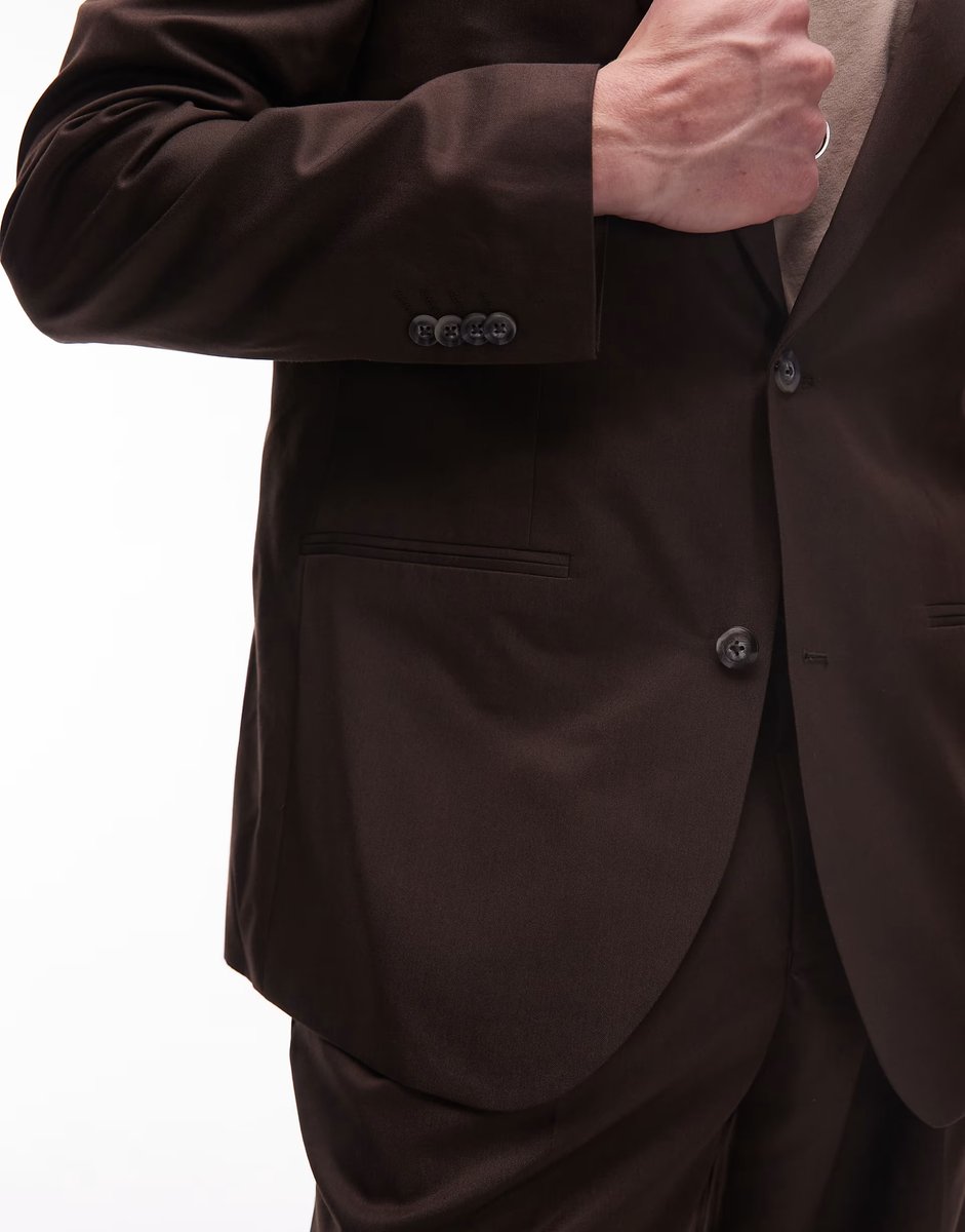 ASOS Topman relaxed suit jacket in brown - 3