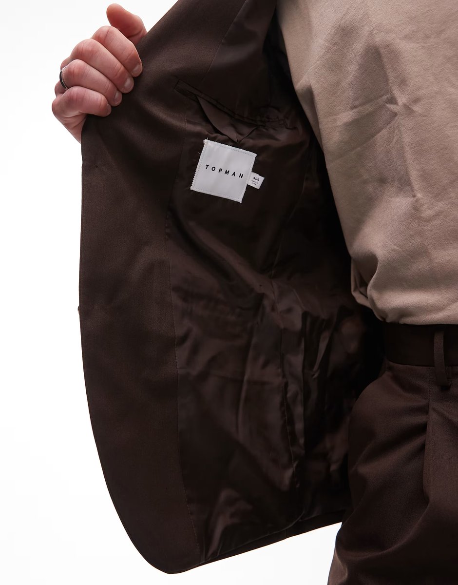 ASOS Topman relaxed suit jacket in brown - 4