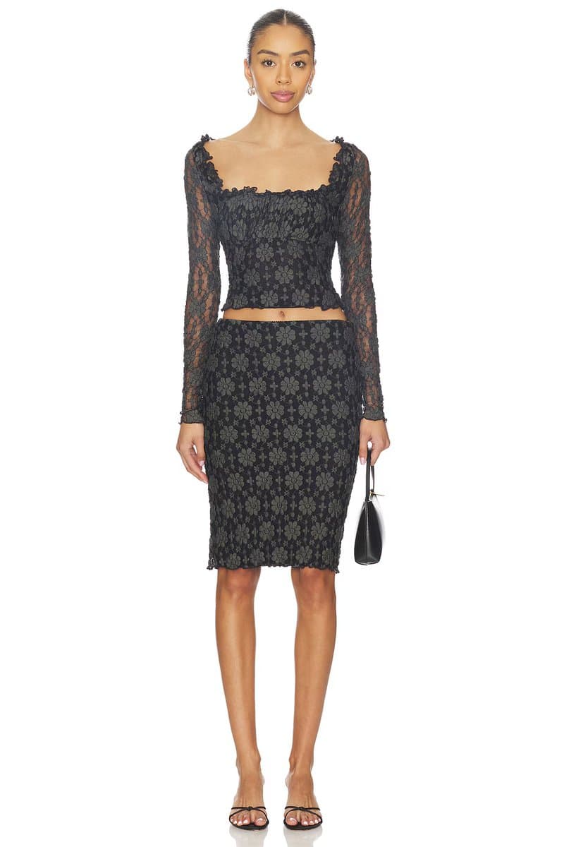 revolve Revolve Lucinda Lace Long Sleeve Set in Black Combo