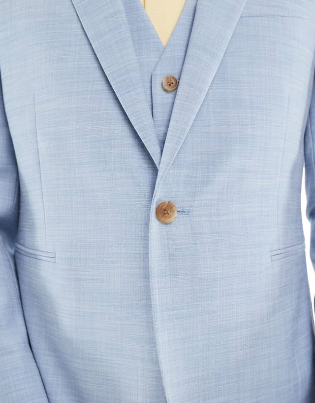 ASOS ASOS DESIGN skinny wedding suit jacket in blue texture - 3