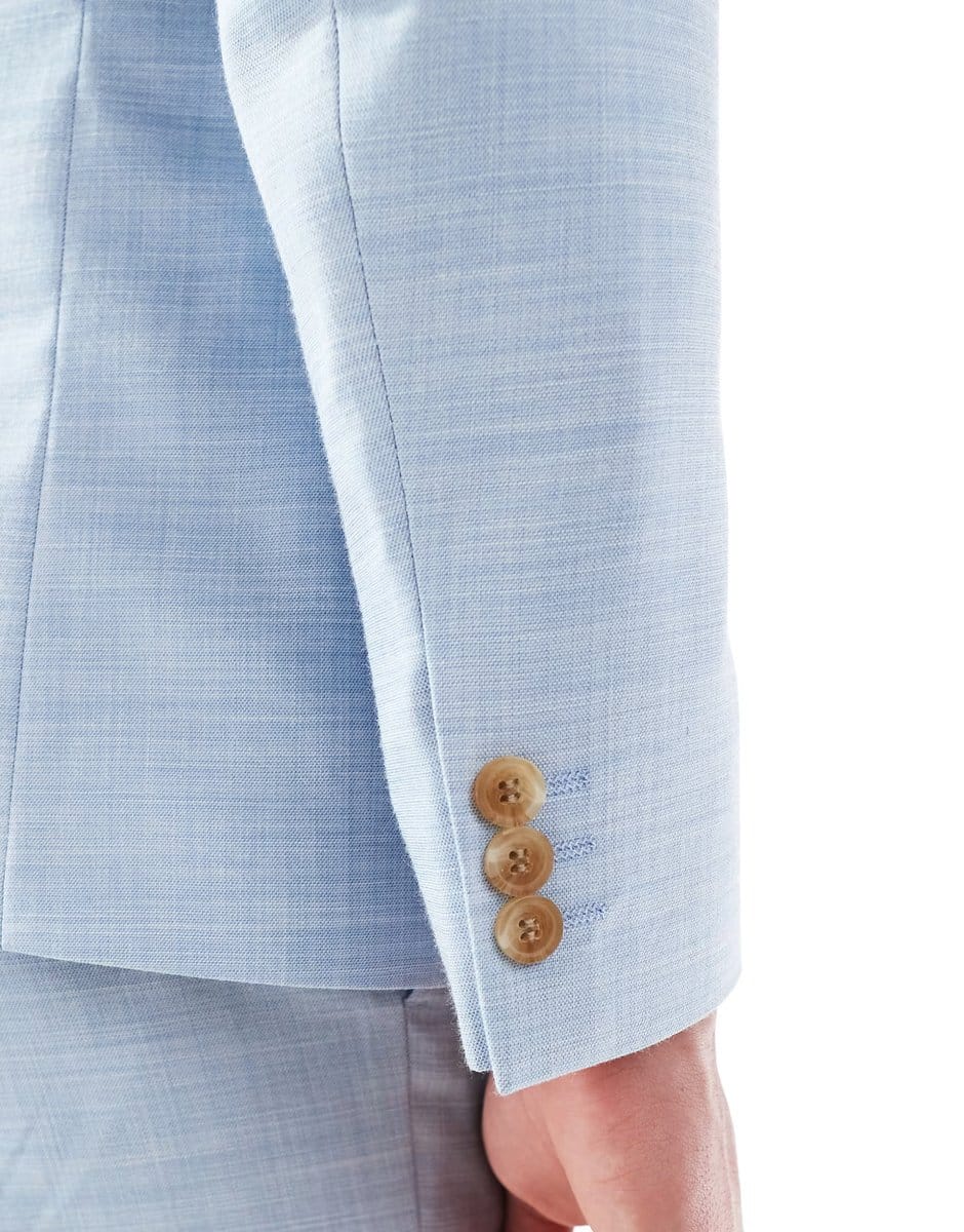 ASOS ASOS DESIGN skinny wedding suit jacket in blue texture - 4