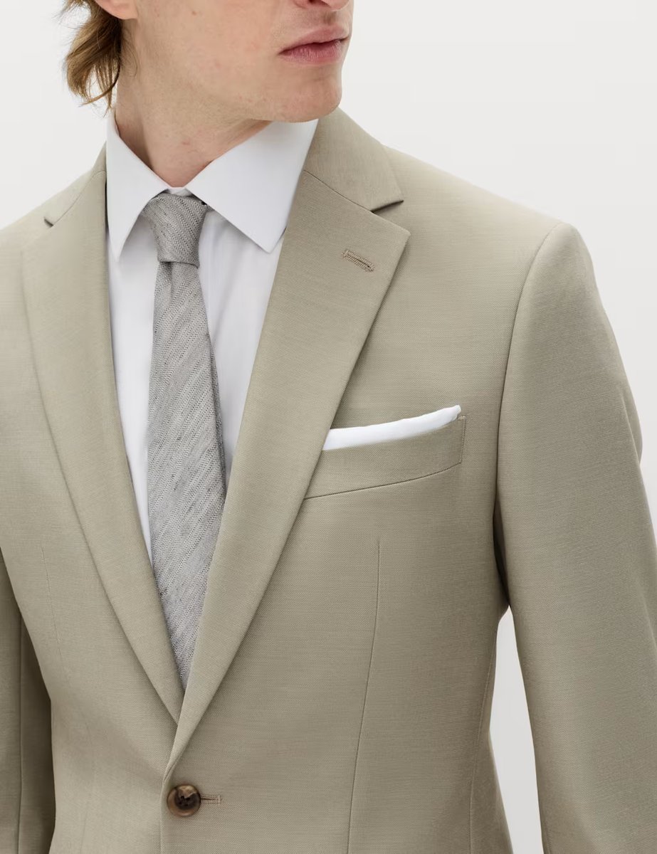 Marks & Spencer M&S Slim Fit Stretch Ultimate Suit Jacket Pale Green - 4