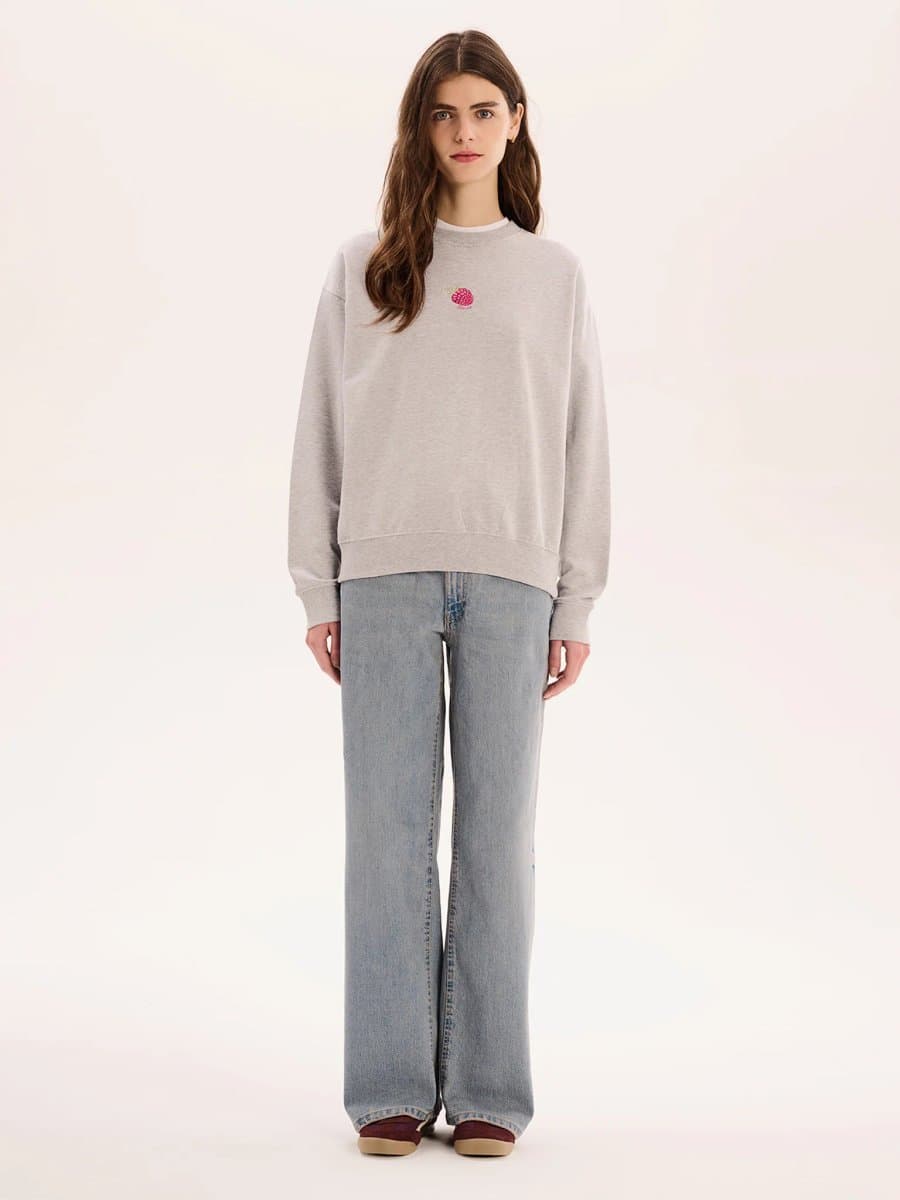 OMNES OMNES Grey Raspberry Sweatshirt with Crew Neck