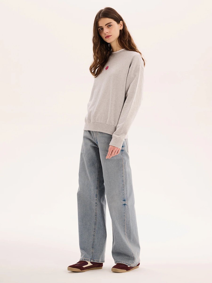 OMNES Raspberry Sweatshirt in Grey Marl - 2