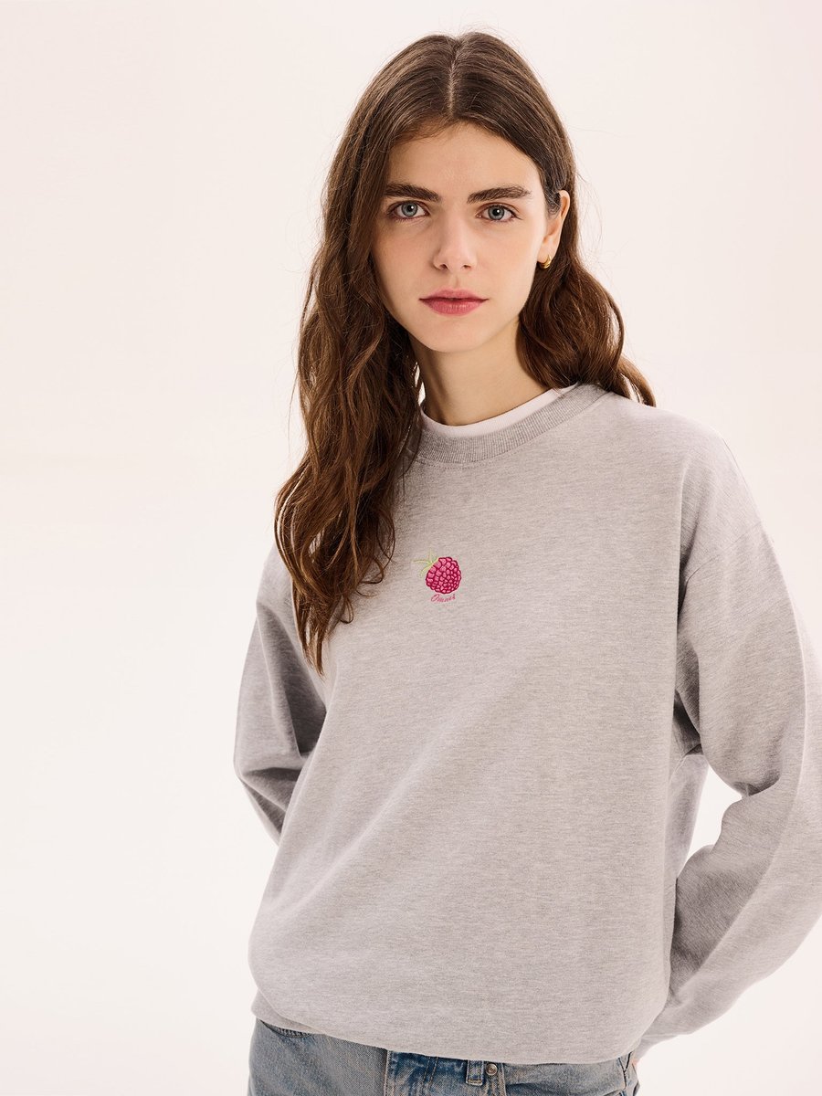 OMNES Raspberry Sweatshirt in Grey Marl - 4