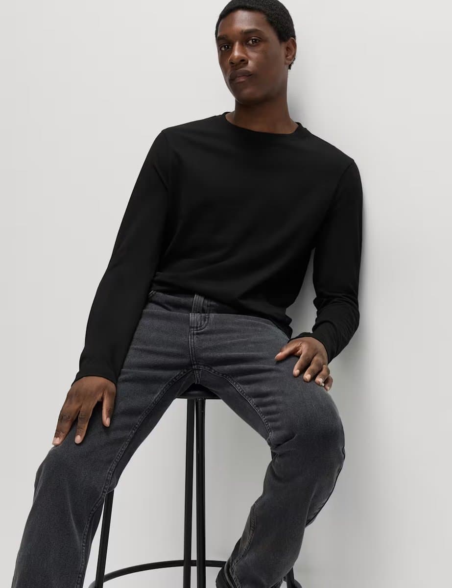 Marks & Spencer M&S Pure Cotton Crew Neck T-Shirt Black