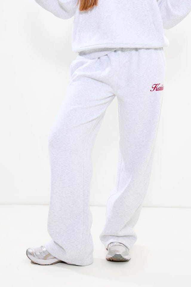 Kaiia Kaiia Wide Leg Joggers Light Grey Marl & Red - 2