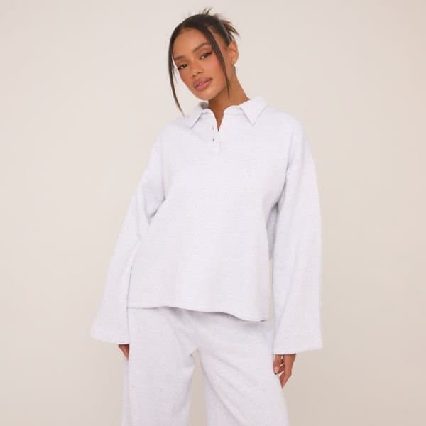 EGO EGO Polo Collar Sweatshirt in Grey