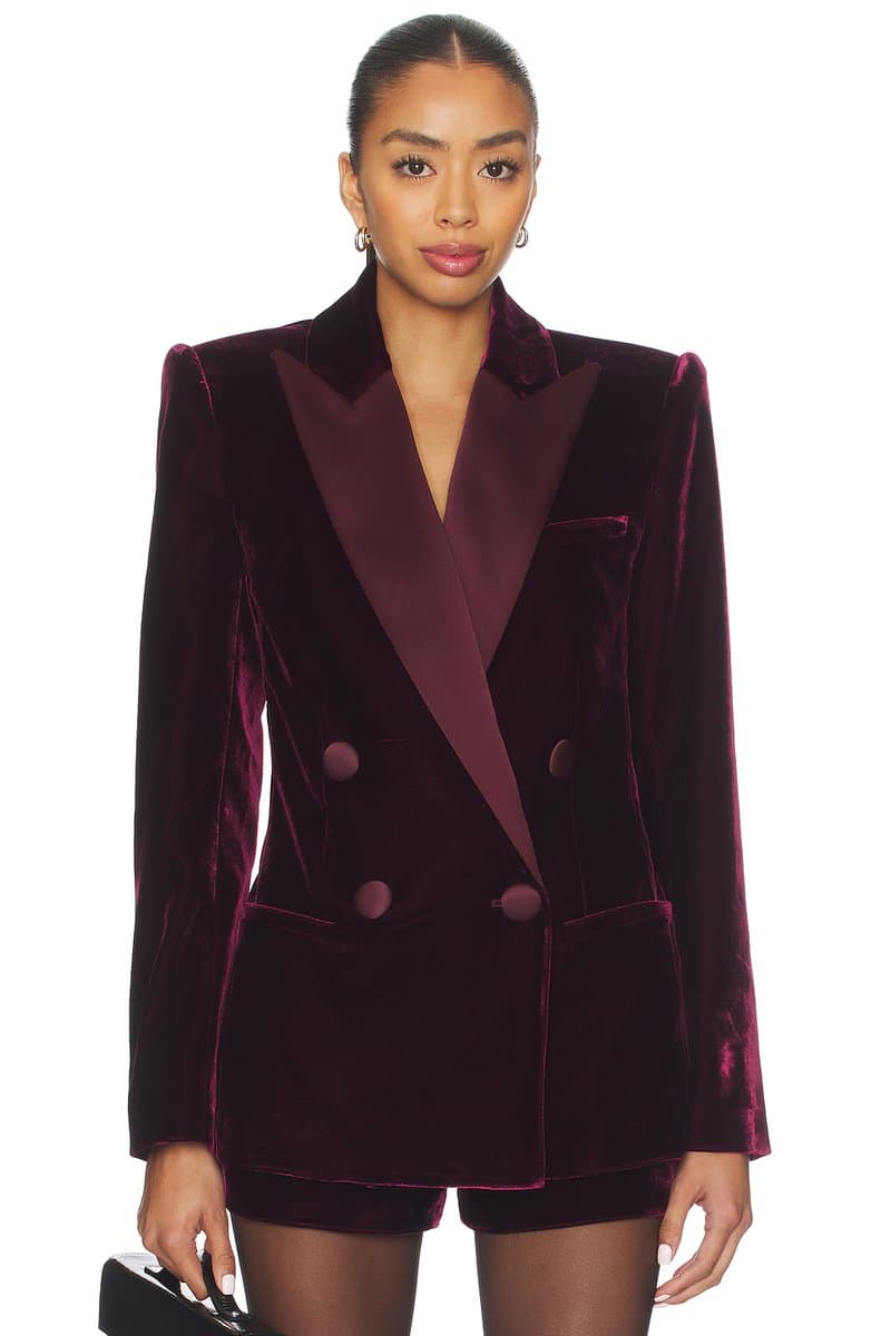revolve Revolve Retrofete Retro Velvet Blazer in Port