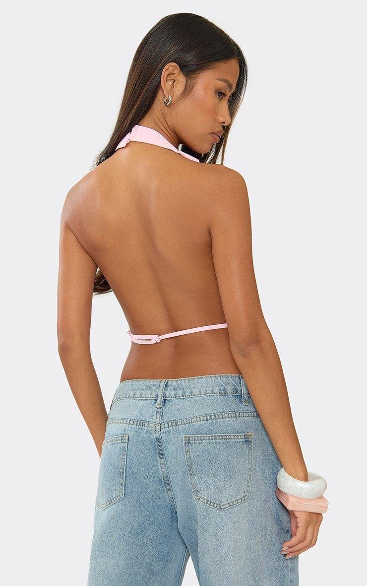 EGO Halter Neck Layered Detail Top In Pink Chiffon, Women's Size UK 6 - 2