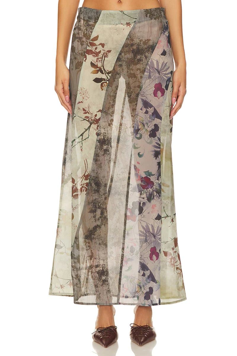 revolve Panelled Print Maxi Skirt