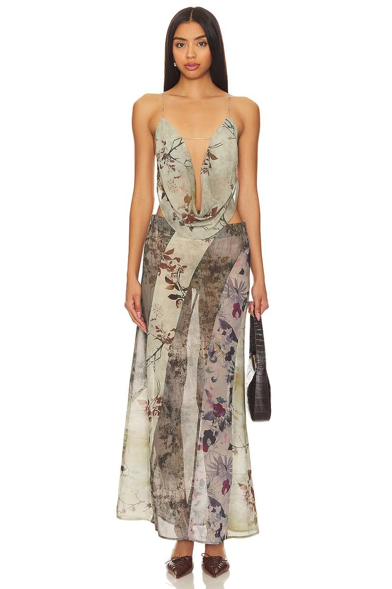 revolve Panelled Print Maxi Skirt - 4