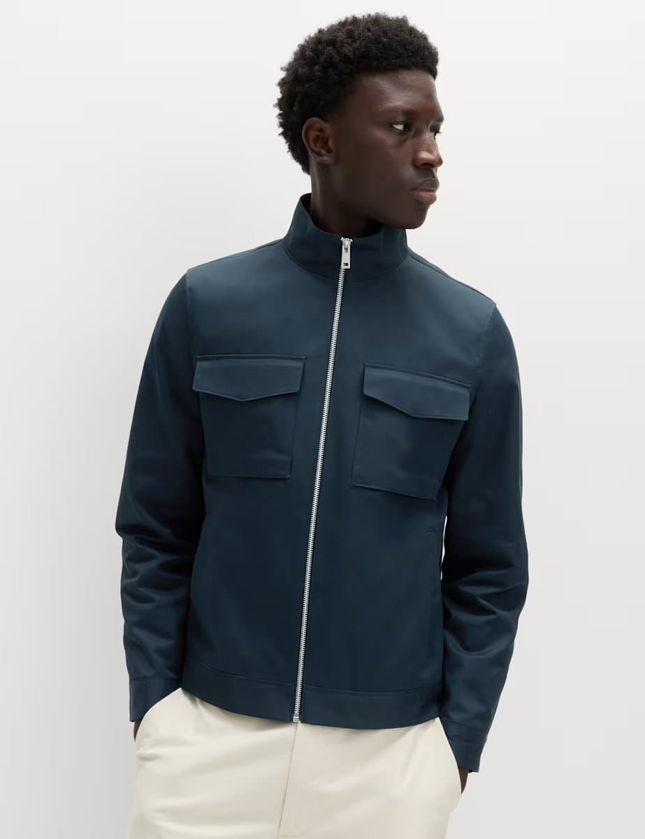 Marks & Spencer M&S Regular Fit Harrington Jacket in Navy
