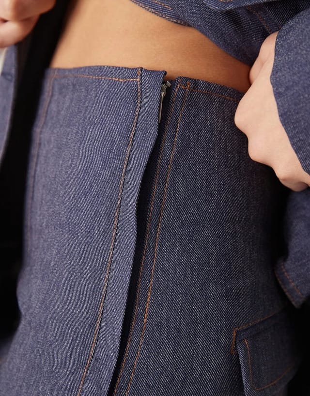 ASOS ASOS DESIGN tailored denim look skirt co-ord - 3