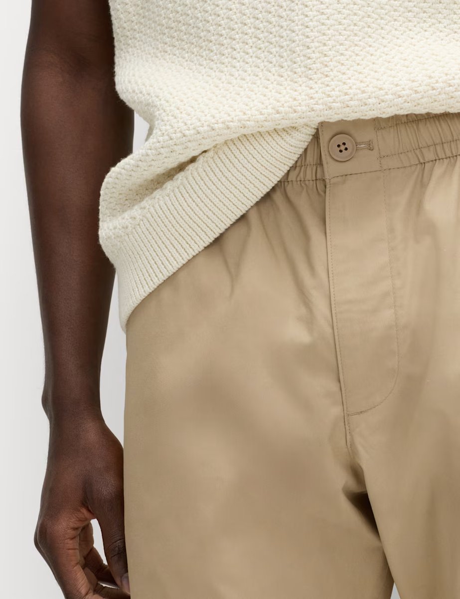 Marks & Spencer M&S Loose Tapered Fit Lightweight Trousers Sand - 2