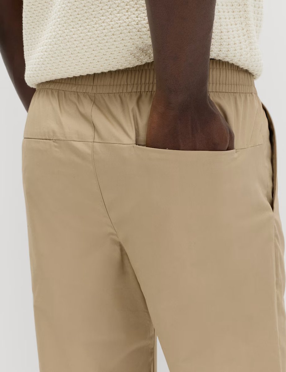 Marks & Spencer M&S Loose Tapered Fit Lightweight Trousers Sand - 3