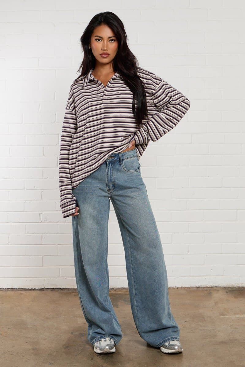 Kaiia Kaiia Denim Mid Rise Wide Leg Jeans