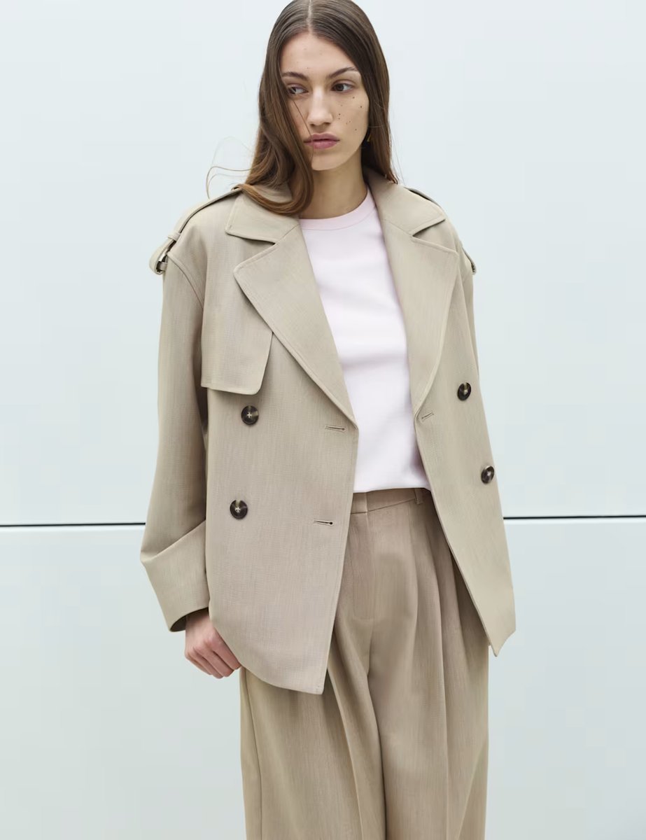 Marks & Spencer M&S Pleat Front Carrot Leg Trousers Neutral - 4