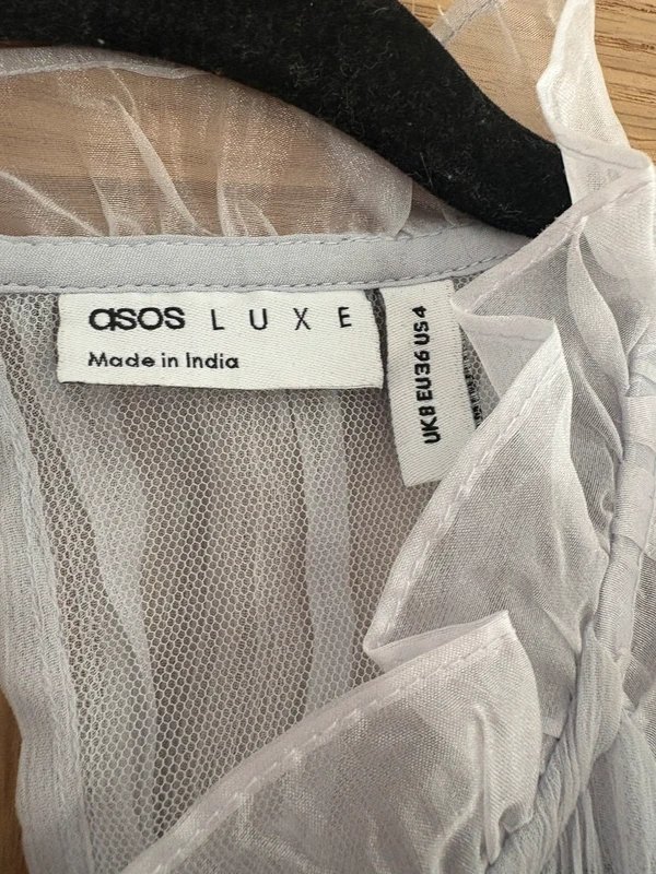 Asos luxe Beautiful pearl detail bustier side zip chiffon top - 4