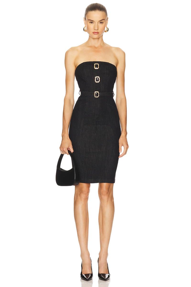 revolve Denim Bandeau Midi Dress