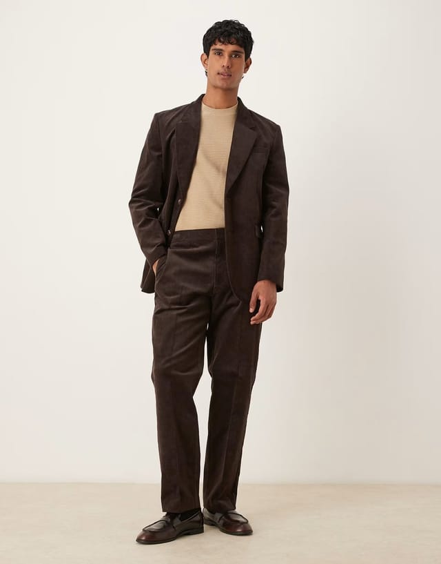 ASOS ASOS DESIGN regular suit jacket in brown cotton corduroy - 2
