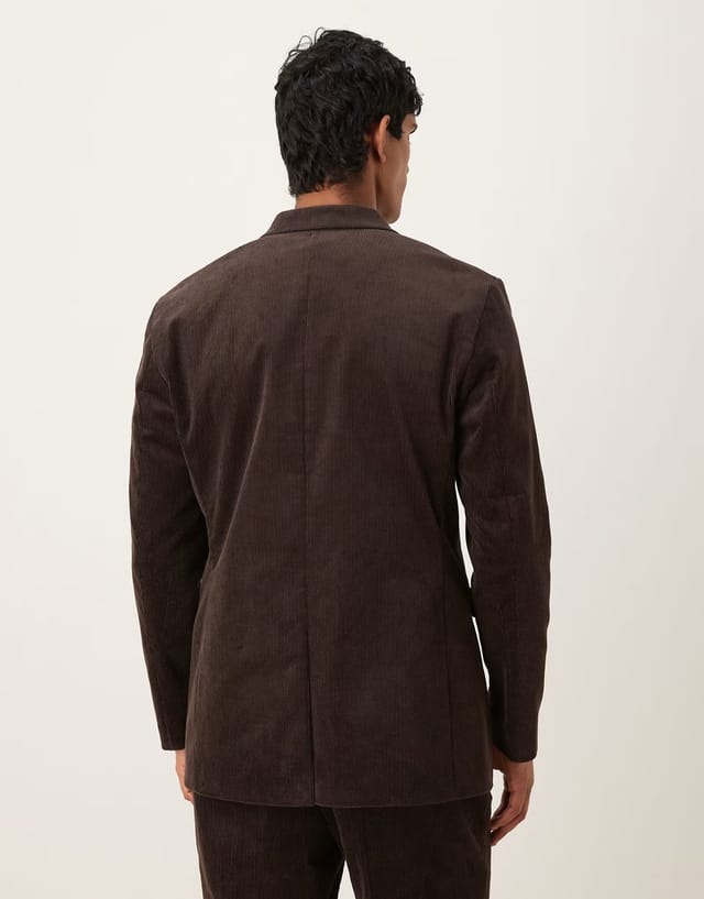 ASOS ASOS DESIGN regular suit jacket in brown cotton corduroy - 3