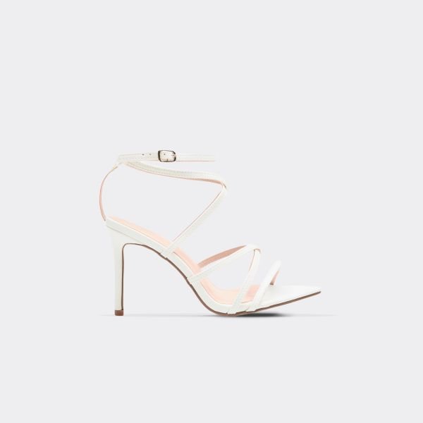 EGO Stone Strappy Detail Pointed Toe Stiletto Heel In White Patent, Women's Size UK 3 - 1