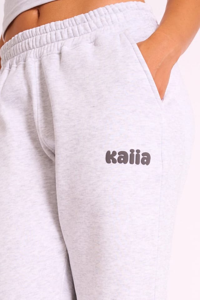 Kaiia Kaiia Studio Bubble Logo Wide Leg Jogger Grey Marl - 2