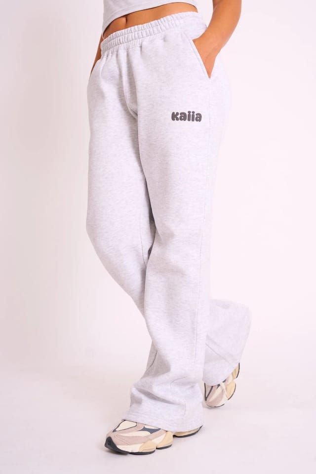 Kaiia Kaiia Studio Bubble Logo Wide Leg Jogger Grey Marl - 3