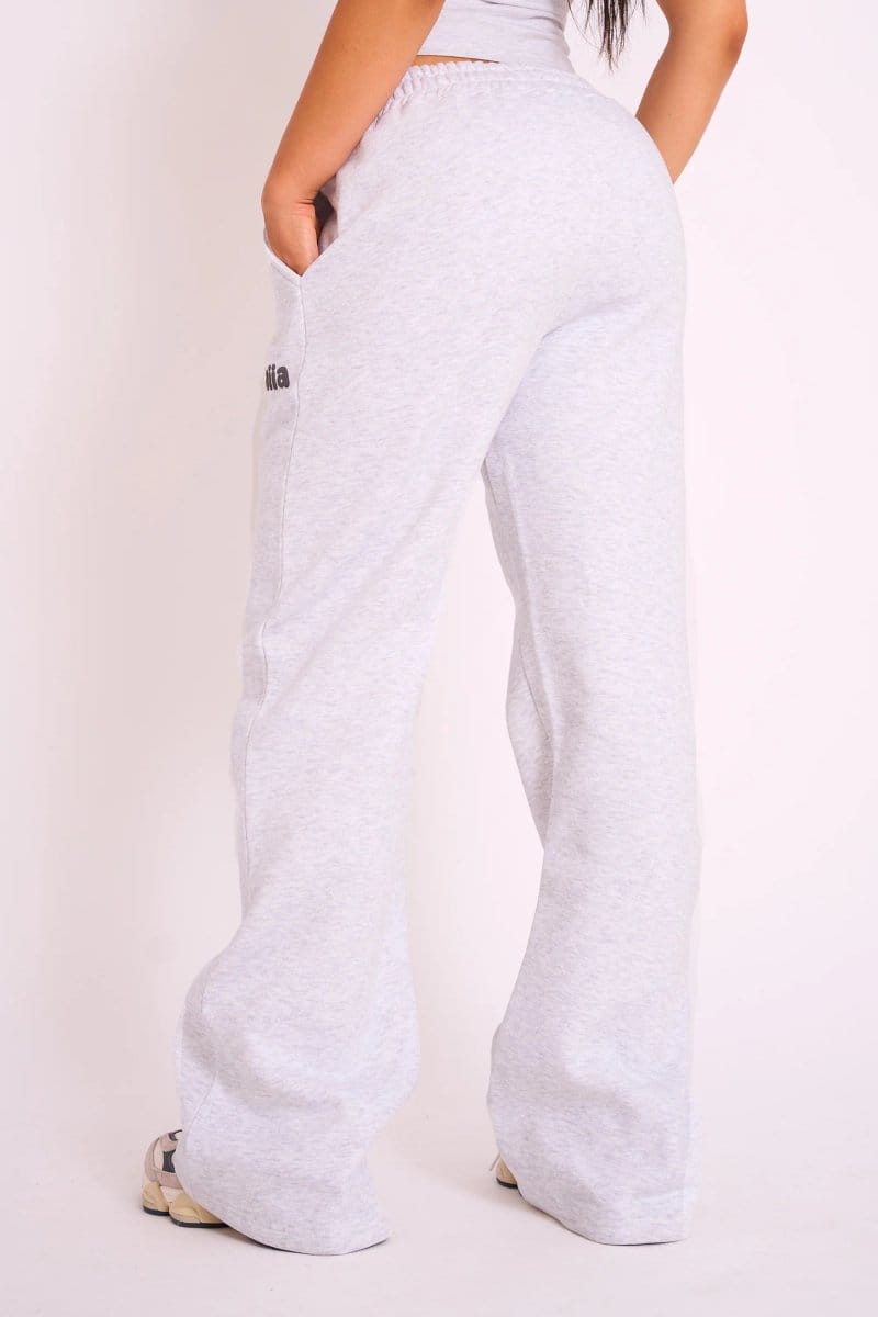 Kaiia Kaiia Studio Bubble Logo Wide Leg Jogger Grey Marl - 4