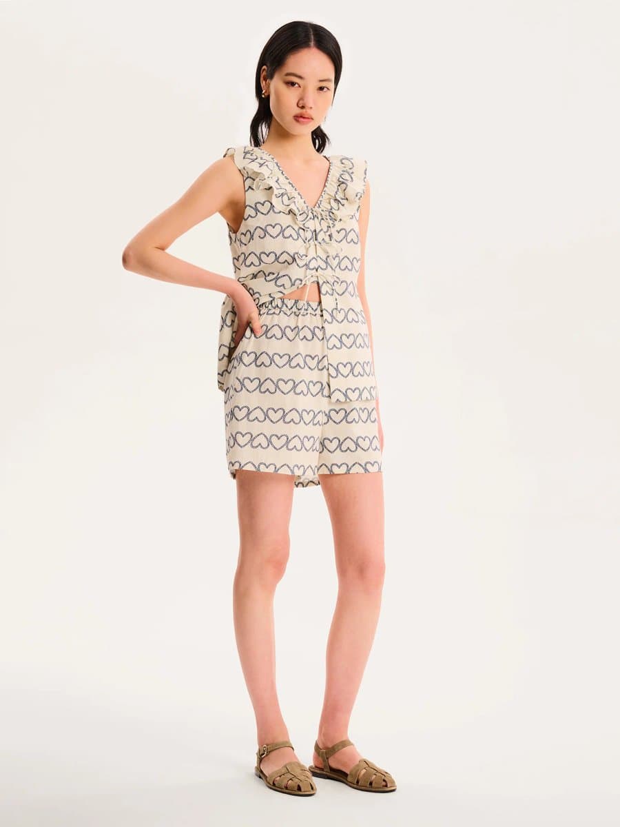 OMNES OMNES Heart Rope Print Shorts in Cream