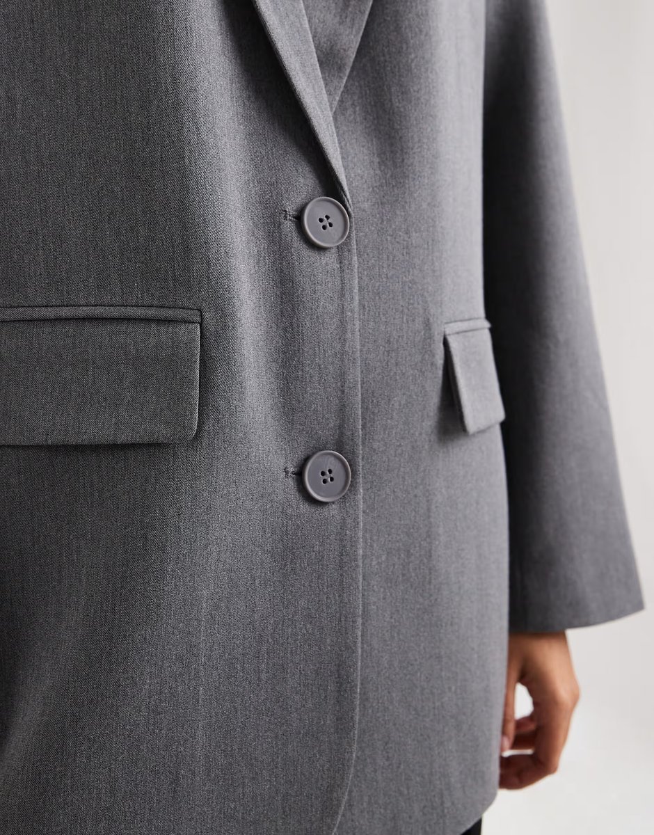 ASOS Pieces oversized tailored blazer in dark grey melange - 4