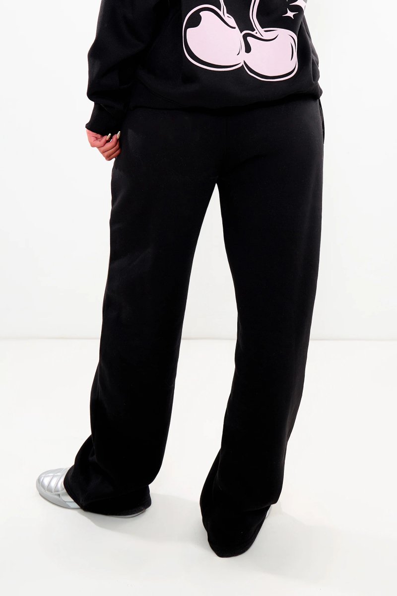 Kaiia Kaiia Wide Leg Joggers Black & Pink - 4